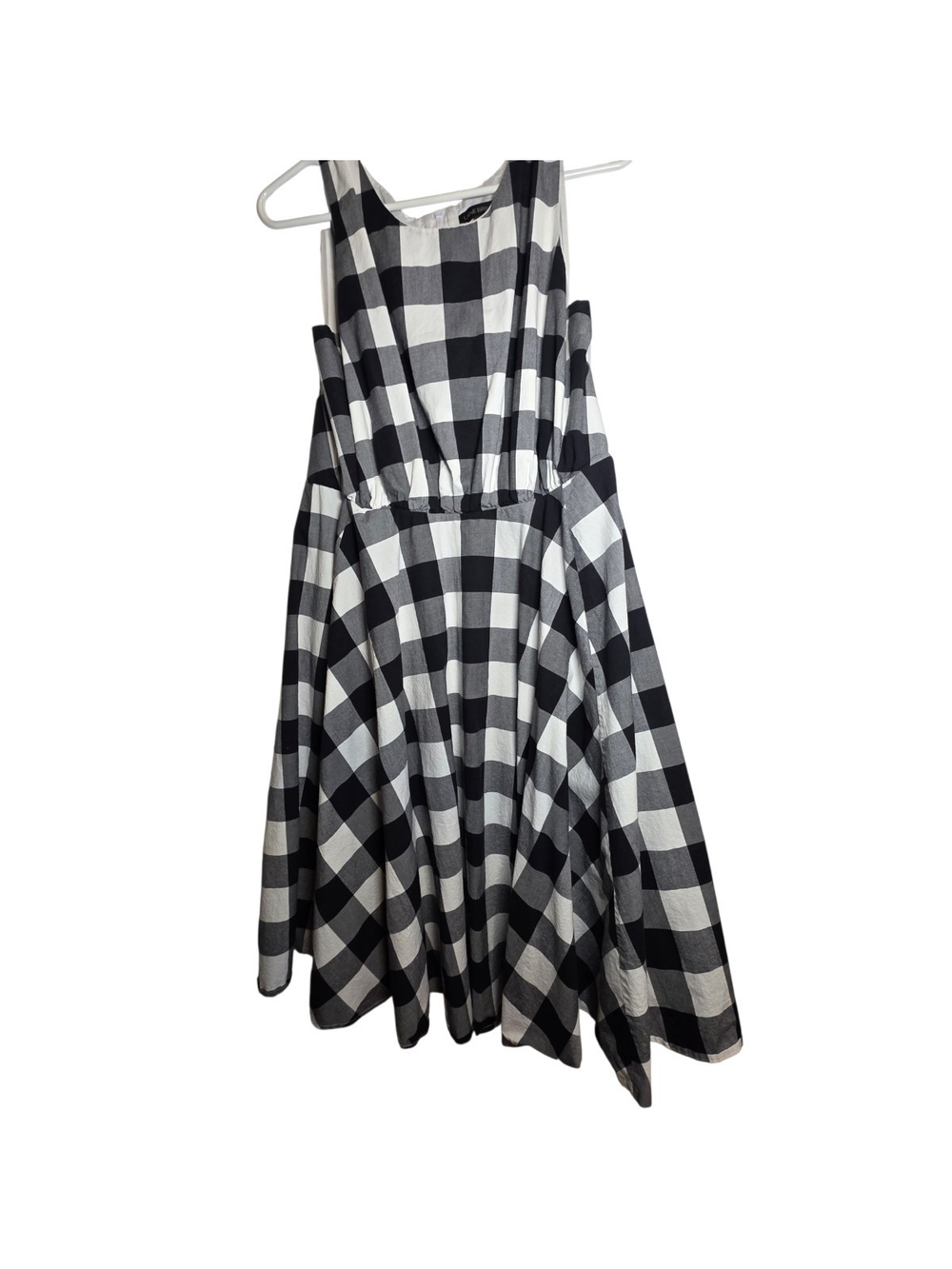 Lane Bryant Buffalo Check Gingham Sleeveless Dress Size 18 Black White Pockets